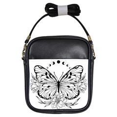 Butterfly T- Shirt Moon Butterfly T- Shirt Girls Sling Bag by JamesGoode