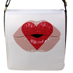 Lips -16 Flap Closure Messenger Bag (s) by SychEva