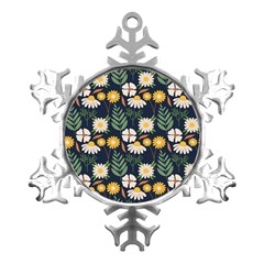 Flower Grey Pattern Floral Metal Small Snowflake Ornament by Dutashop