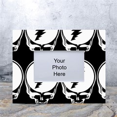 Black And White Deadhead Grateful Dead Steal Your Face Pattern White Tabletop Photo Frame 4 x6  by Sarkoni