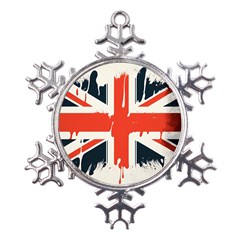 Union Jack England Uk United Kingdom London Metal Large Snowflake Ornament by uniart180623