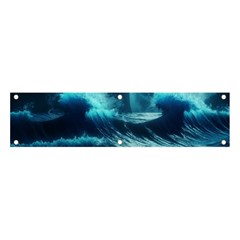 Moonlight High Tide Storm Tsunami Waves Ocean Sea Banner And Sign 4  X 1  by uniart180623