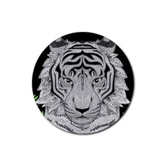 Tiger Head Rubber Round Coaster (4 Pack) by Ket1n9