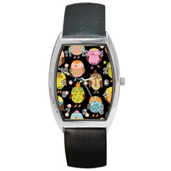 Cute Owls Pattern Barrel Style Metal Watch by Ket1n9