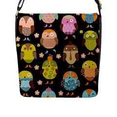 Cute Owls Pattern Flap Closure Messenger Bag (l) by Ket1n9