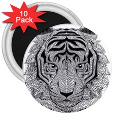 Tiger Head 3  Magnets (10 Pack)  by Ket1n9