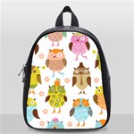 Cute Owls Pattern School Bag (Small) Front