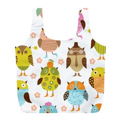 Cute Owls Pattern Full Print Recycle Bag (l) by Ket1n9