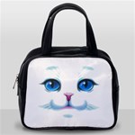 Cute White Cat Blue Eyes Face Classic Handbag (Two Sides) Back