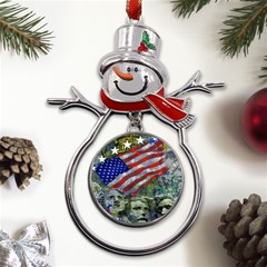 Usa United States Of America Images Independence Day Metal Snowman Ornament by Ket1n9