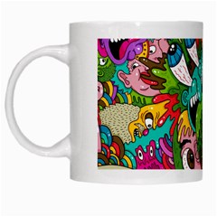 Crazy Illustrations & Funky Monster Pattern White Mug by Ket1n9