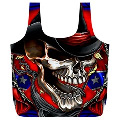 Confederate Flag Usa America United States Csa Civil War Rebel Dixie Military Poster Skull Full Print Recycle Bag (xxxl) by Ket1n9