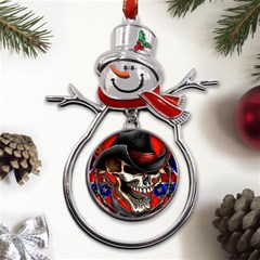 Confederate Flag Usa America United States Csa Civil War Rebel Dixie Military Poster Skull Metal Snowman Ornament by Ket1n9