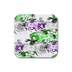 Horse-horses-animal-world-green Rubber Square Coaster (4 Pack) by Ket1n9