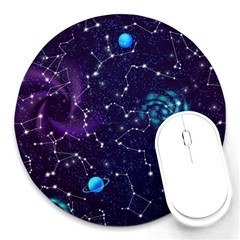 Realistic-night-sky-poster-with-constellations Round Mousepad by Ket1n9