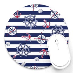 Seamless-marine-pattern Round Mousepad by Ket1n9