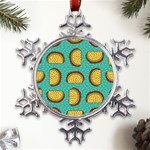 Taco-drawing-background-mexican-fast-food-pattern Metal Large Snowflake Ornament Front