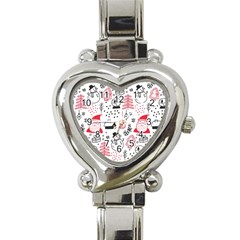 Christmas-themed-seamless-pattern Heart Italian Charm Watch by Grandong