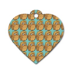 Owl-stars-pattern-background Dog Tag Heart (one Side) by Grandong