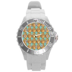 Owl-pattern-background Round Plastic Sport Watch (l) by Grandong