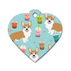 Welsh Corgi Boba Tea Bubble Cute Kawaii Dog Breed Dog Tag Heart (two Sides) by Grandong