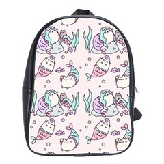 Cartoon Cat Cute Animal Design Drawing Illustration Kawaii School Bag (large) by Grandong