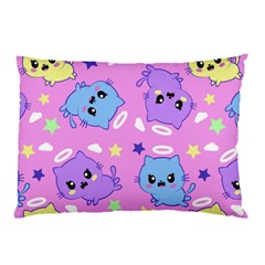 Seamless Pattern With Cute Kawaii Kittens Pillow Case by Grandong