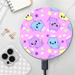 Seamless Pattern With Cute Kawaii Kittens Wireless Fast Charger(white) by Grandong