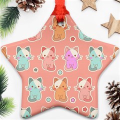 Cute Kawaii Kittens Seamless Pattern Star Ornament (two Sides) by Grandong