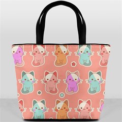 Cute Kawaii Kittens Seamless Pattern Bucket Bag by Grandong