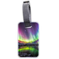 Aurora Borealis Polar Northern Lights Natural Phenomenon North Night Mountains Luggage Tag (two Sides) by Grandong