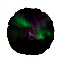 Fantasy Pyramid Mystic Space Aurora Standard 15  Premium Flano Round Cushions by Grandong