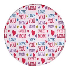 Love Mom Happy Mothers Day I Love Mom Graphic Round Glass Fridge Magnet (4 Pack) by Vaneshop