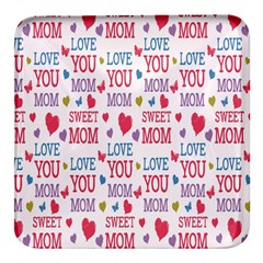 Love Mom Happy Mothers Day I Love Mom Graphic Square Glass Fridge Magnet (4 Pack) by Vaneshop