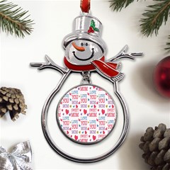 Love Mom Happy Mothers Day I Love Mom Graphic Metal Snowman Ornament by Vaneshop