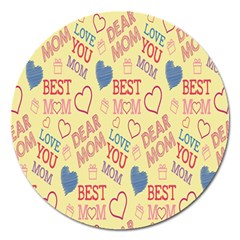 Love Mom Happy Mothers Day I Love Mom Graphic Pattern Magnet 5  (round) by Vaneshop