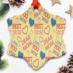 Love Mom Happy Mothers Day I Love Mom Graphic Pattern Snowflake Ornament (two Sides) by Vaneshop