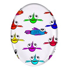 Fish Swim Cartoon Funnycute Oval Glass Fridge Magnet (4 Pack) by Sapixe