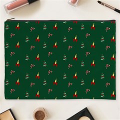 Christmas Green Pattern Background Cosmetic Bag (xxxl) by Pakjumat