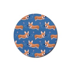 Corgi Patterns Rubber Round Coaster (4 Pack) by Amaryn4rt