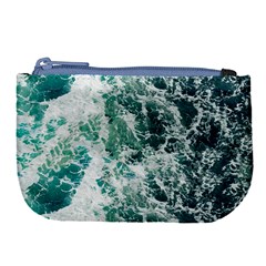 Blue Ocean Waves Large Coin Purse by Jack14