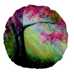 Forests Stunning Glimmer Paintings Sunlight Blooms Plants Love Seasons Traditional Art Flowers Sunsh Large 18  Premium Round Cushions by Amaryn4rt