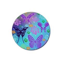 Butterfly Vector Background Rubber Round Coaster (4 Pack) by Amaryn4rt