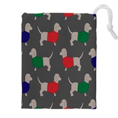 Cute Dachshund Dogs Wearing Jumpers Wallpaper Pattern Background Drawstring Pouch (5xl) by Amaryn4rt