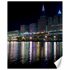 Cleveland Building City By Night Canvas 16  X 20  by Amaryn4rt