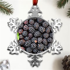 Blackberries-background-black-dark Metal Small Snowflake Ornament by Amaryn4rt