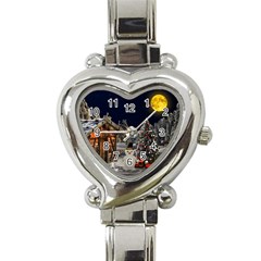 Christmas-landscape Heart Italian Charm Watch by Amaryn4rt