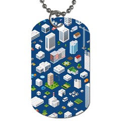 Isometric-seamless-pattern-megapolis Dog Tag (two Sides) by Amaryn4rt