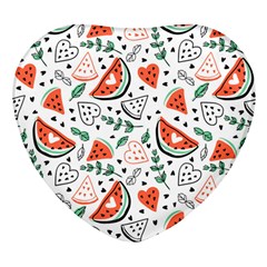 Seamless-vector-pattern-with-watermelons-mint Heart Glass Fridge Magnet (4 Pack) by Amaryn4rt