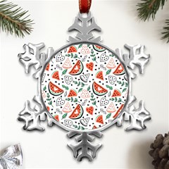 Seamless-vector-pattern-with-watermelons-mint Metal Small Snowflake Ornament by Amaryn4rt